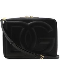 Dolce & Gabbana Logo Embossed Medium Camera Bag - Black
