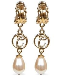 Chloé - Brass & Glass Pearl Pendent Earrings - Lyst