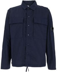 C.P. Company - Jacket With Classic Collar And Logo Patch On The Sleeve - Lyst