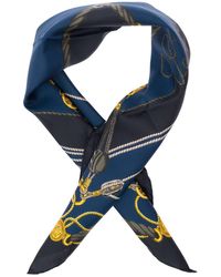 Versace - Blue Scarf With Nautic Print In Silk Man - Lyst