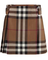 Burberry - Check Pattern Wool Skirt - Lyst