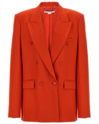 Stella McCartney - Double-Breasted Wool Flannel Blazer With Peak Lapels - Lyst