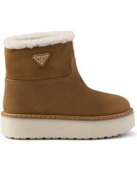 Prada - Suede Booties - Lyst
