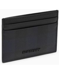 Burberry - Navy Blue Card Holder With Check Motif - Lyst