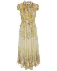 Zimmermann - Long Dress With Floral Print - Lyst