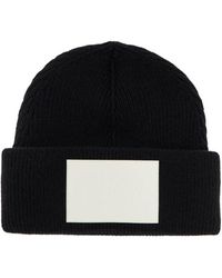 MM6 by Maison Martin Margiela - "Wool Beanie Hat With Large Logo Patch" - Lyst