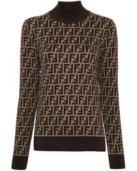 Fendi - Ff Cotton High-Neck Sweater - Lyst