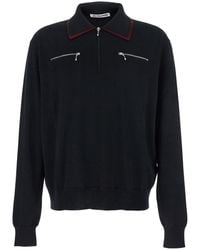 Jil Sander - Sweater With Classic Collar And Front Zip Pockets - Lyst