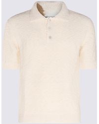 Maison Margiela - Cream Cotton Blend Polo Shirt - Lyst
