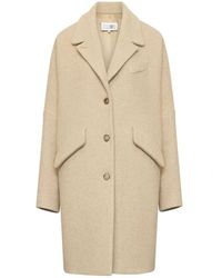 MM6 by Maison Martin Margiela - Single-Breasted Long Wool Fleece Coat - Lyst