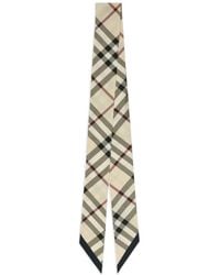 Burberry - Thin Silk Check Scarf Accessories - Lyst