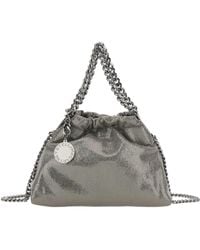 Stella McCartney - 'Falabella' Metallic Crossbody Bag With Chain-Link Shoulder Strap And Logo Charm On The Front - Lyst