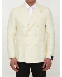 Tagliatore - Cream-colored Double-breasted Jacket - Lyst