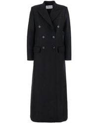Harris Wharf London - Double-Breasted Coat With Wide Notched Revers - Lyst