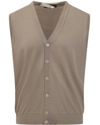 FILIPPO DE LAURENTIIS - Beige Wool Vest With Buttons - Lyst