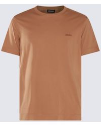 Zegna - Camel Brown Cotton T-shirt - Lyst
