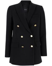 Plain - Double-Breasted Jacket With Golden Buttons - Lyst