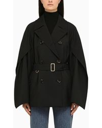 Burberry - Black Double Breasted Wool Jacket/sleeve - Lyst