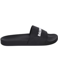 Balenciaga - Logo Rubber Pool Sliders - Lyst