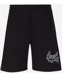 Alexander McQueen - Logo Cotton Bermuda Shorts - Lyst