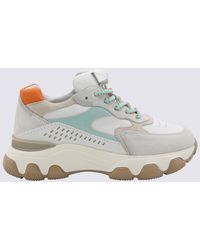 Hogan - White Light Blue And Orange Leather Hyperactive Sneakers - Lyst
