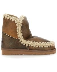 Mou - 'Eskimo' Ankle Boots With Crochet Details And Logo Patch On The Rear - Lyst