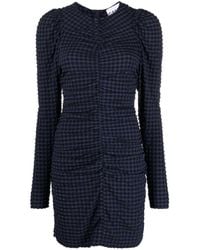 Ganni - Checkered Seersucker Mini Dress - Lyst