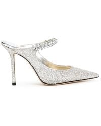 Jimmy Choo - Glitter Fabric Sandals With Crystal Adornments - Lyst