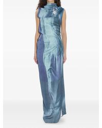 Jean Paul Gaultier - Printed Long Sleeveless Satin Dress With Cuffling D - Lyst