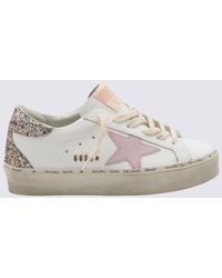 Golden Goose - White And Antique Pink Leather Hi Star Glitter Sneakers - Lyst
