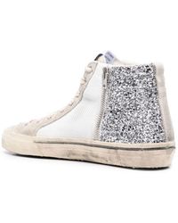 Golden Goose - Women's Slide Glitter, Mesh And Suede High-top Trainers - Lyst