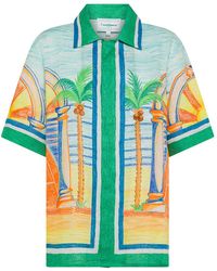 Casablancabrand - Day Of Victory Printed Linen Shirt - Lyst