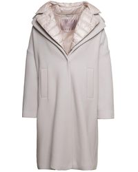 Herno - Beige Padded Single-breasted Coat In Wool Blend Woman - Lyst