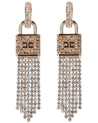 Elisabetta Franchi - Gold Pendant Earrings With Padlock - Lyst