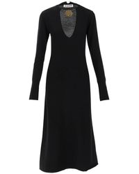 Jil Sander - Wool Knit Midi Dress With Necklace - Lyst