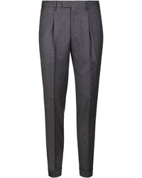 PT Torino Dark Grey Cashmere-virgin Wool Blend Trousers