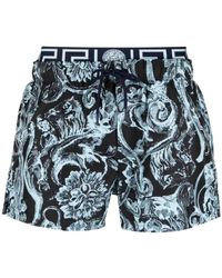 Versace - Barocco-print Layered Swim Shorts - Lyst