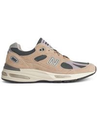 New Balance - '991' Suede Blend Sneakers - Lyst