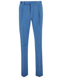PT Torino - Light Blue Slim Fit Tailoring Pants In Cotton Blend Man - Lyst