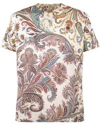 Etro - T-Shirt With Paisley Print And Logo - Lyst