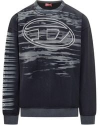 DIESEL - Crew Neck Sweatshirt With Logo Print - Lyst
