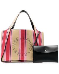 Stella McCartney - Stella Logo Striped Raffia Tote Bag - Lyst