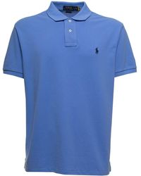 Polo Ralph Lauren - Man's Light Blue Cotton Piquet Polo Shirt With Logo - Lyst
