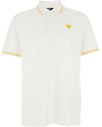 Versace - Polo Shirt With Classic Collar And Medusa Embroidery On The Front - Lyst