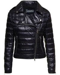Herno - Padded Biker Jacket With Rever Collar In Ultralight Nylon Woman - Lyst