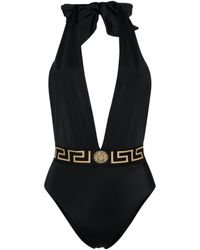 Versace - Greca One-Piece Swimsuit With V-Neck - Lyst