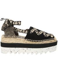 Stella McCartney - Elegant Round Toe Espadrilles With Tie-Fastening Ankle Strap - Lyst