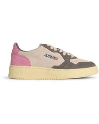 Autry - Medalist Low Tricolor Suede Sneakers And Slate Color - Lyst