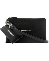 Balenciaga Leather Clutch With Logo - Black