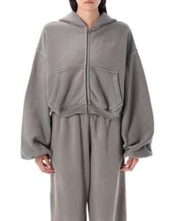 Alexander Wang - Oversized Cropped Zip-Up Hoodie - Lyst